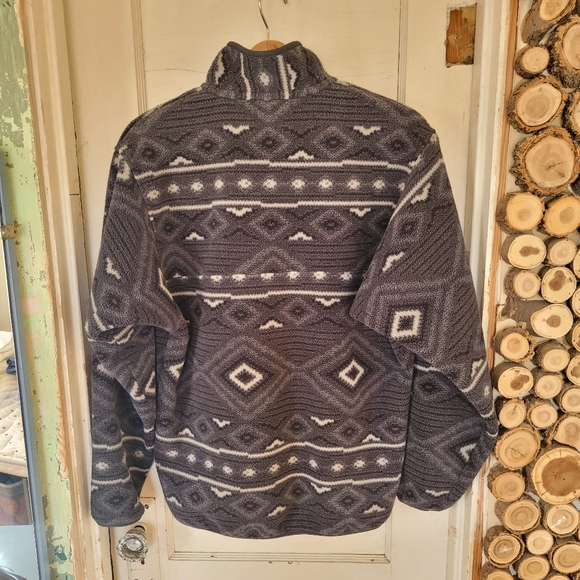 RARE Patagonia Synchilla Gray Aztec Fleece Snap Puilover Sweater Size Small - Picture 2 of 7